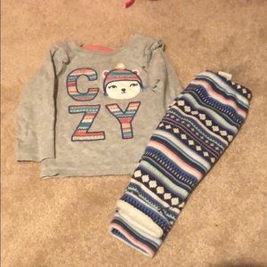 Gymboree Fleece lined pants and shirt 12-18 months